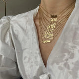 Custom Double Line Hollow Name Necklace Stainless Steel