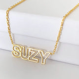 Custom Double Line Hollow Name Necklace Stainless Steel