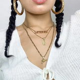 Custom Double Line Hollow Name Necklace Stainless Steel