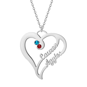Personalized Double Name Necklace Stainless Steel Birthstone Name Necklace