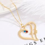 Personalized Double Name Necklace Stainless Steel Birthstone Name Necklace