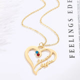 Personalized Double Name Necklace Stainless Steel Birthstone Name Necklace