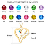 Personalized Double Name Necklace Stainless Steel Birthstone Name Necklace