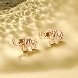 Custom Elephant Name Stud Earring Stainless Steel for Women