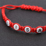 Customized Name Bracelet Red Rope Pearl Bangle Gift
