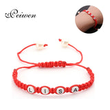 Customized Name Bracelet Red Rope Pearl Bangle Gift
