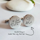 Personalized Engrave Name Text Handwriting Cufflinks Wedding Gift