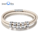 Personalized Engraved Bracelet with 5 Name Beads Stainless Steel Unisex