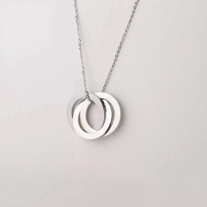 Personalized Family Name Circle Necklace Stainless Steel Pendant Gift