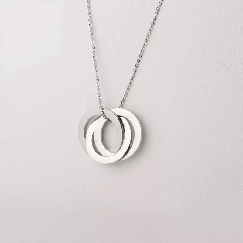 Personalized Family Name Circle Necklace Stainless Steel Pendant Gift