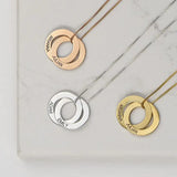 Personalized Family Name Circle Necklace Stainless Steel Pendant Gift