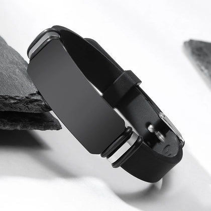 Personalized Engraved Mens Bracelets Lettering LOGO Silicone Bracelet