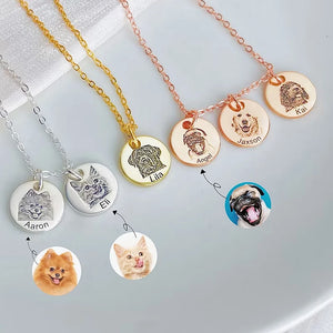 Personalized Engraved Pet Portrait Necklace Gift for Wife