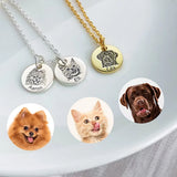 Personalized Engraved Pet Portrait Necklace Gift for Wife