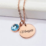 Personalized Birthstone Name Necklace Stainless Steel Pendant Choker