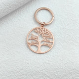 Personalized Family Member Names Keychain Stainless Steel Tree of Life Pendant