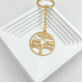 Personalized Family Member Names Keychain Stainless Steel Tree of Life Pendant
