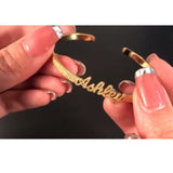 Personalized Frosted Name Bracelet Stainless Steel Bangle Gift