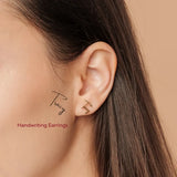 Customized Frosted Name Stud Earring Stainless Steel for Women