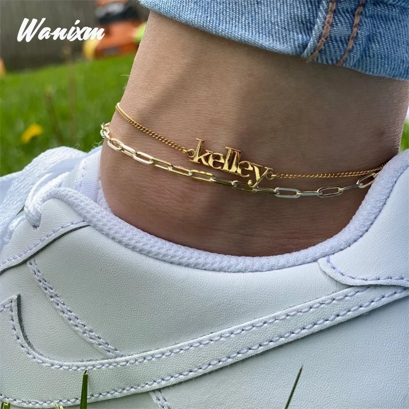 Customized Stainless Steel Anklet for Women Cuban Chain Beach Jewelry