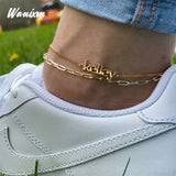 Customized Stainless Steel Anklet for Women Cuban Chain Beach Jewelry