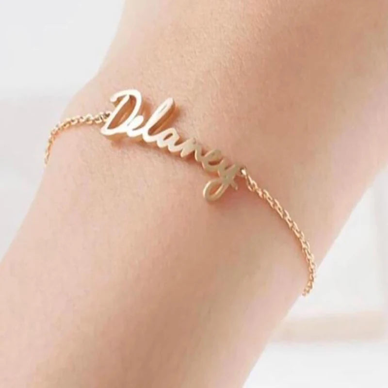 Custom Name Bracelet Stainless Steel Letter Charms Jewelry