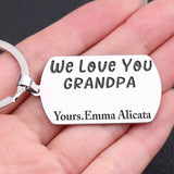 Personalized Grandchildren Names Keychain To Grandpa - Engraved Dog Tag Keyring