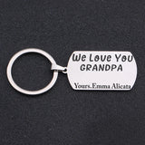 Personalized Grandchildren Names Keychain To Grandpa - Engraved Dog Tag Keyring