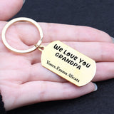 Grandchildren Names Keychain LOVE YOU GRANDPA Stainless Steel Keyring Gift