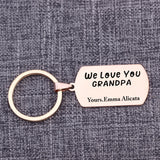 Grandchildren Names Keychain LOVE YOU GRANDPA Stainless Steel Keyring Gift
