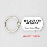 Grandchildren Names Keychain LOVE YOU GRANDPA Stainless Steel Keyring Gift