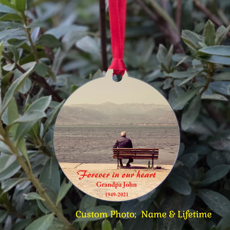 Personalized Grandpa Photo Name & Lifetime Ornament Acrylic Pendant