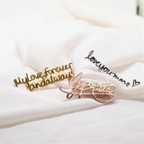 Custom Handwritten Font Personalized Name Brooch Stainless Steel Men's Jewelry