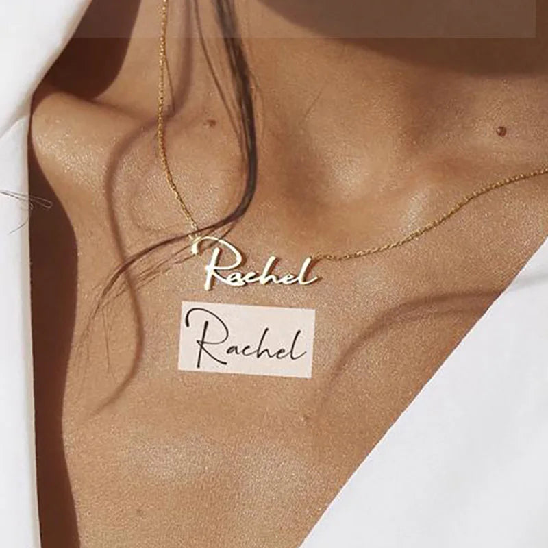 Custom Handwritten Name Necklace Art Signature Nameplate Necklace