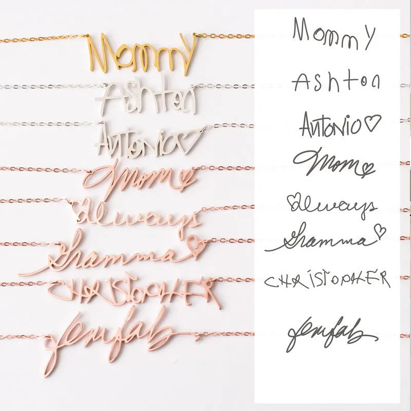 Personalized Name Necklace Stainless Steel Signature Nameplate Necklace