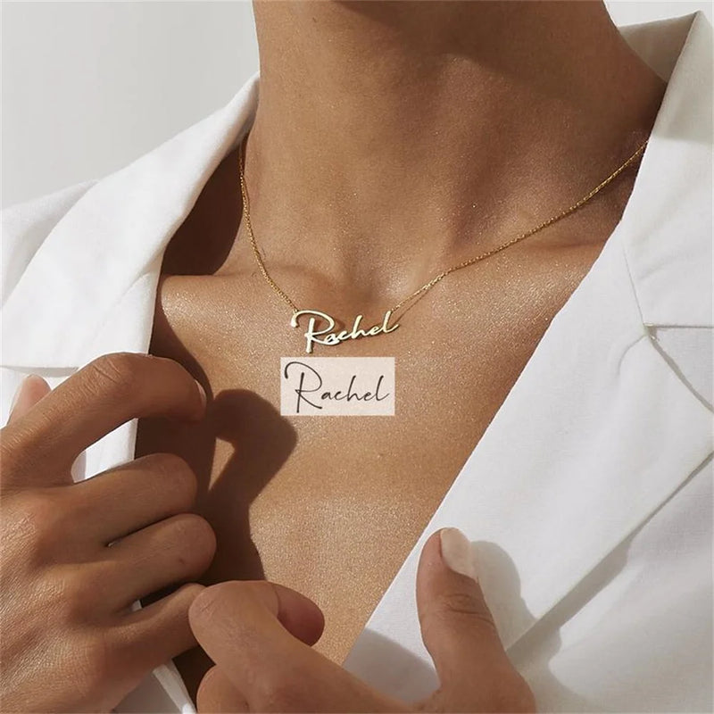 Personalized Handwritten Font Name Necklace Stainless Steel Choker