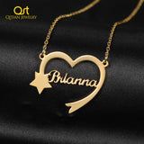 Personalized Heart Name Necklace Stainless Steel Charms Jewelry for Women