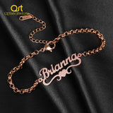 Personalized Heart Name Bracelet Charms Stainless Steel Frosted Gilded Jewelry