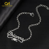 Personalized Heart Name Bracelet Charms Stainless Steel Frosted Gilded Jewelry