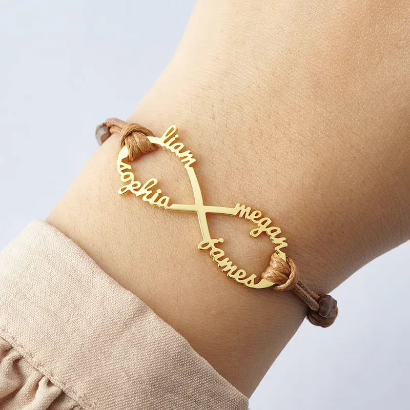 Personalized Infinity Name Bracelet For Women Mom Stainless Steel Gift
