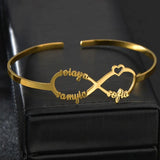 Personalized Infinity Name Plate Cuff Bangles Stainless Steel Charm Bracelets