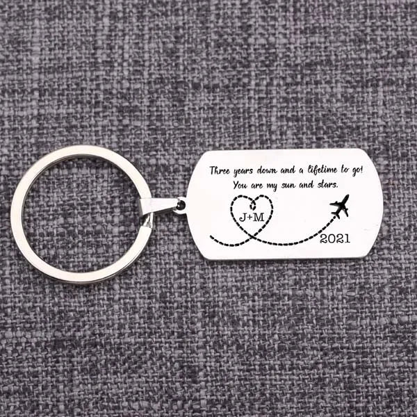 Personalized Initials Keychain for Couple Gift Engrave