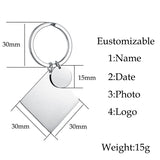 Custom Date Photo Key Chain Ring Engraved Stainless Steel Wedding Gift