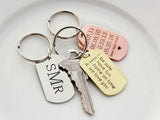 Personalized Key Chain Ring Engraved Name Date Stainless Steel Keyring