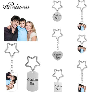 Personalized Photo Engraved Star Shape KeyChain