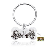 Custom Pet Photo Engraved Bone Keychain