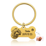 Custom Pet Photo Engraved Bone Keychain