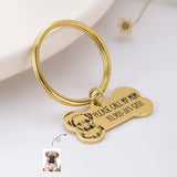 Custom Pet Photo Engraved Bone Keychain