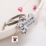 Custom Pet Photo Engraved Bone Keychain