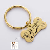 Custom Pet Photo Engraved Bone Keychain